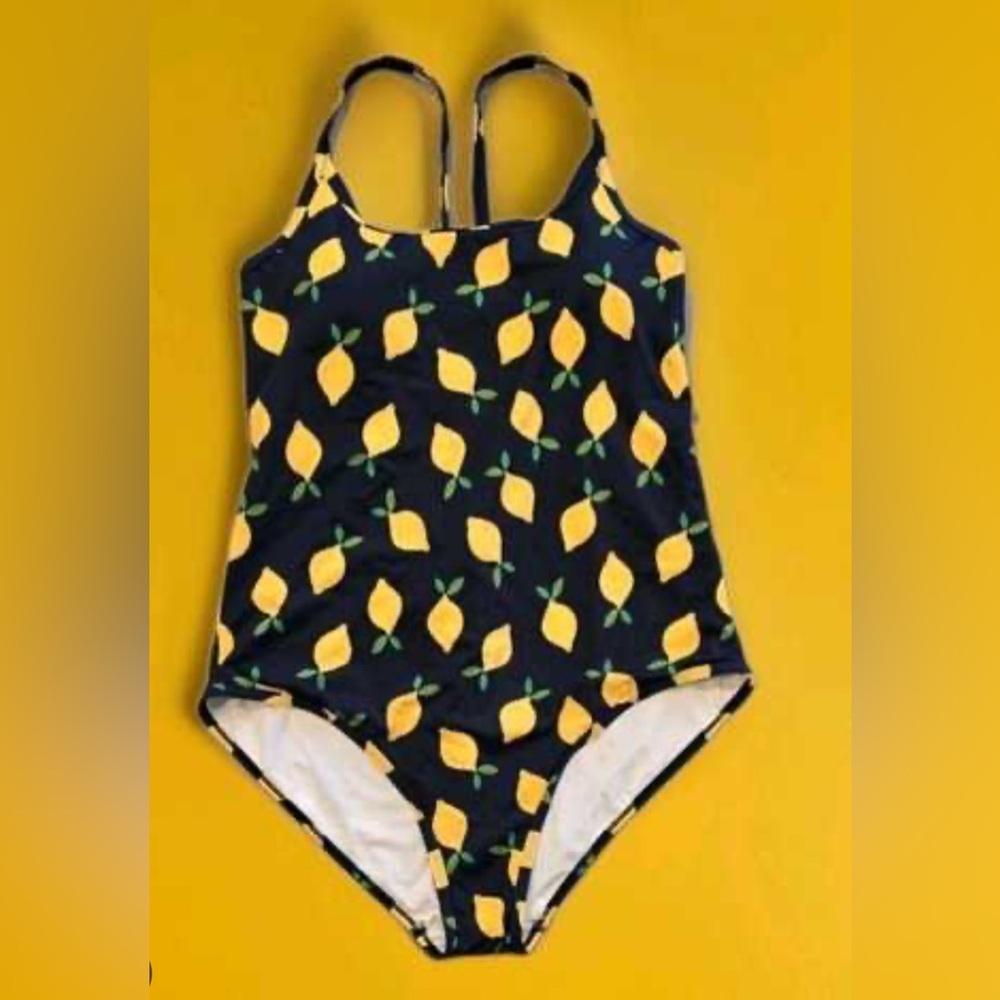 Hanna Andersson Black and Lemon Print One Piece Swimsuit 🍋